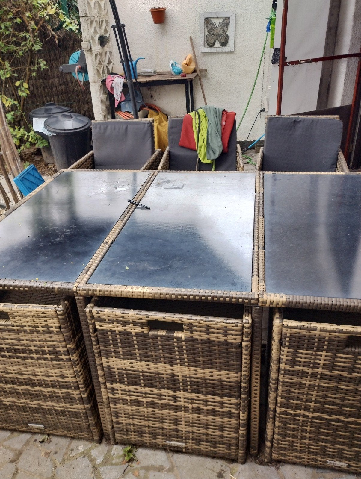 tuinset in goede staat, Ophalen, Gebruikt, Bijzettafel, Wicker