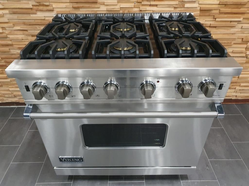🔥Luxe Viking Fornuis 90cm RVS 6 pits GASOVEN, Ophalen, 60 cm of meer, Zo goed als nieuw, Energieklasse A of zuiniger