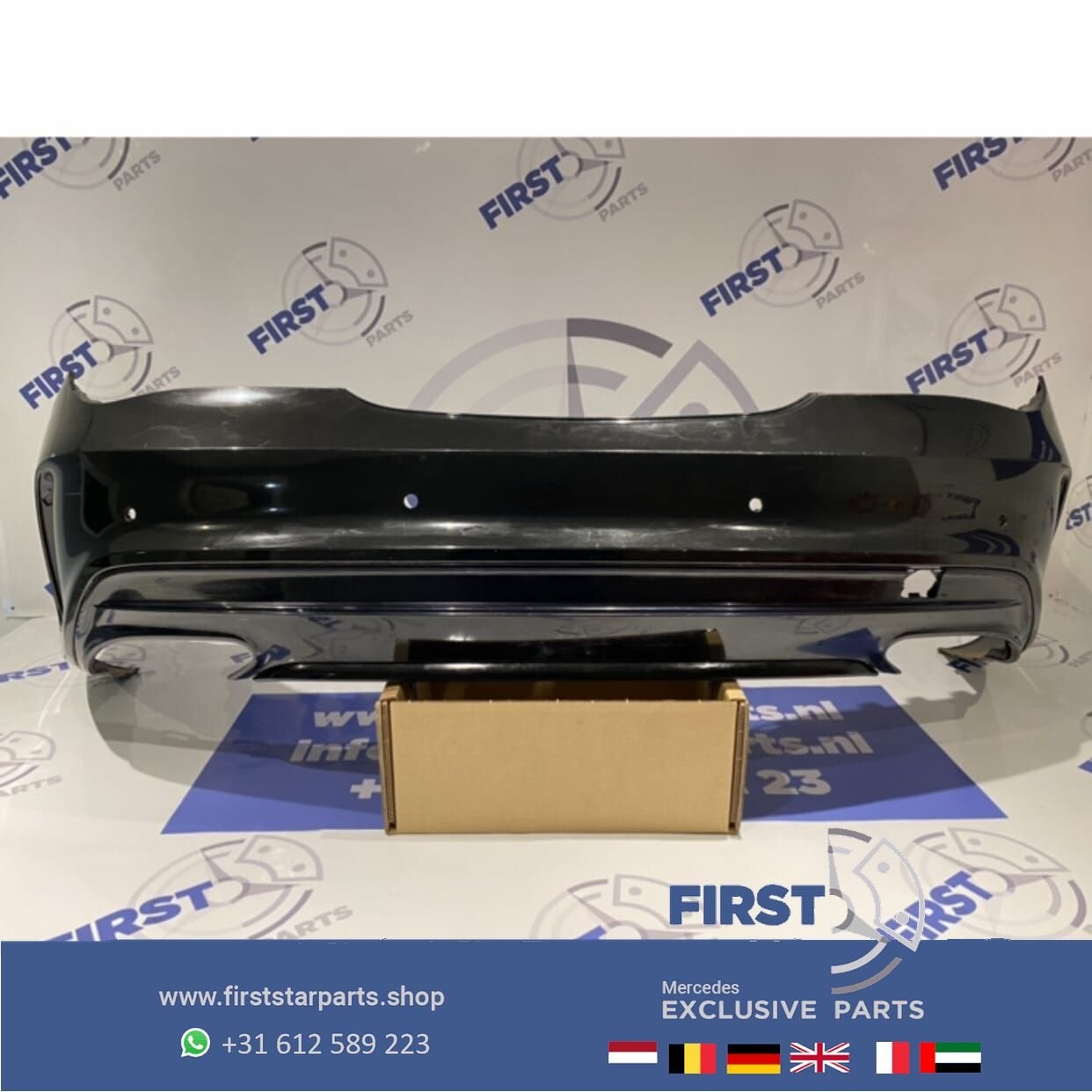 W117 CLA FACELIFT AMG ACHTERBUMPER + DIFFUSER ZWART originee, Arrière, -, -, -
