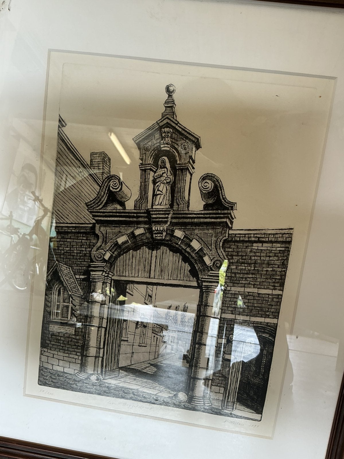 Pentekening Begijnhof lier A.peeters, Antiek en Kunst, Ophalen of Verzenden, Pentekening