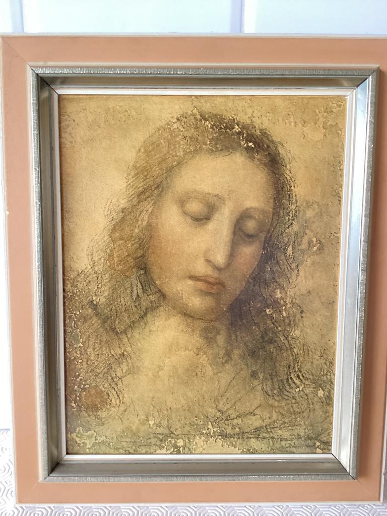 Tête du Christ Léonard de Vinci imprimée sur bois, Enlèvement ou Envoi