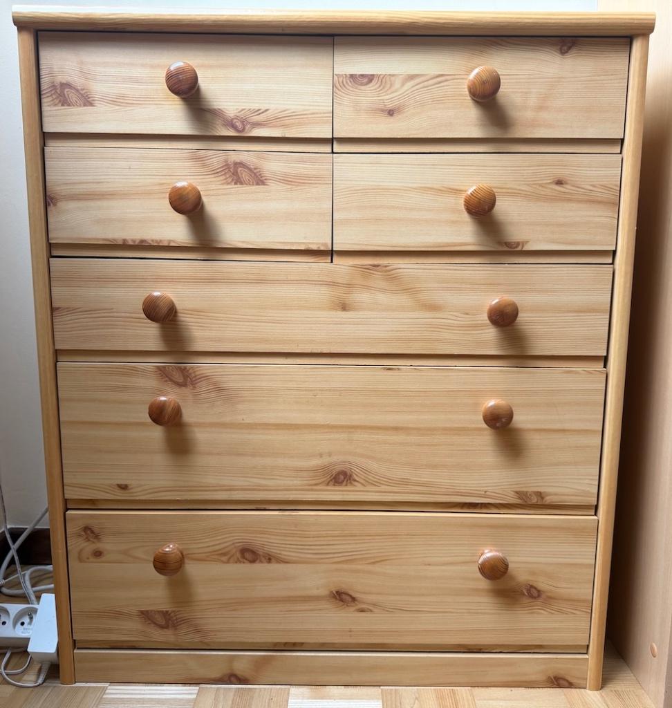 Commode en bois clair, Maison & Meubles, 25 à 50 cm, 5 tiroirs ou plus, Moins de 100 cm, Enlèvement