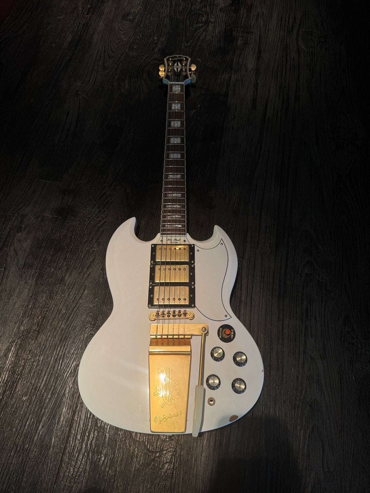 Epiphone 1963 Les Paul SG Custom witte elektrische gitaar, Musique & Instruments, Enlèvement, Utilisé, Epiphone, Avec ampli