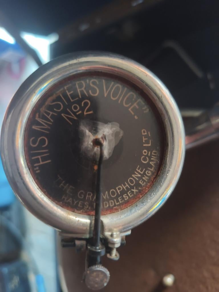 Vintage Grammofoon “His Master’s Voice No.2” – Originele Kof, Ophalen, Gebruikt, Platenspeler, Overige merken