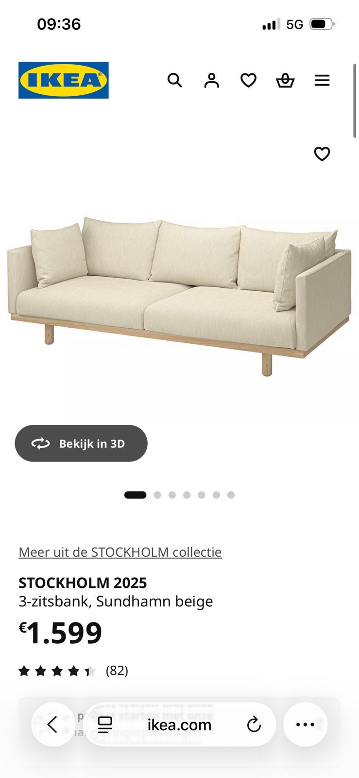 Canapé Ikea 3 personnes, Scandinavisch, Enlèvement, Tissus, Neuf