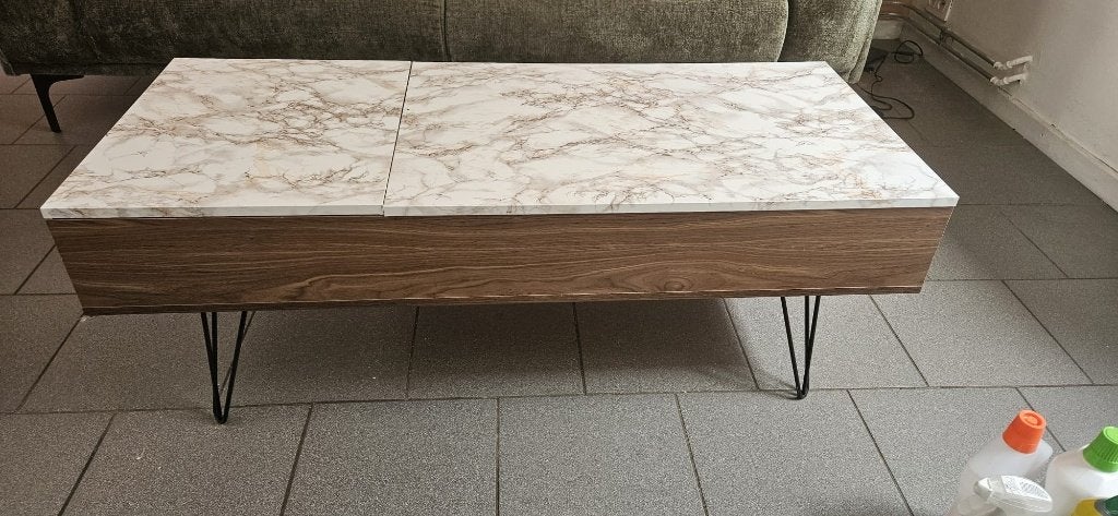 Salontafel: openklapbaar, Huis en Inrichting, Tafels | Salontafels, Zo goed als nieuw, Overige houtsoorten, Ophalen