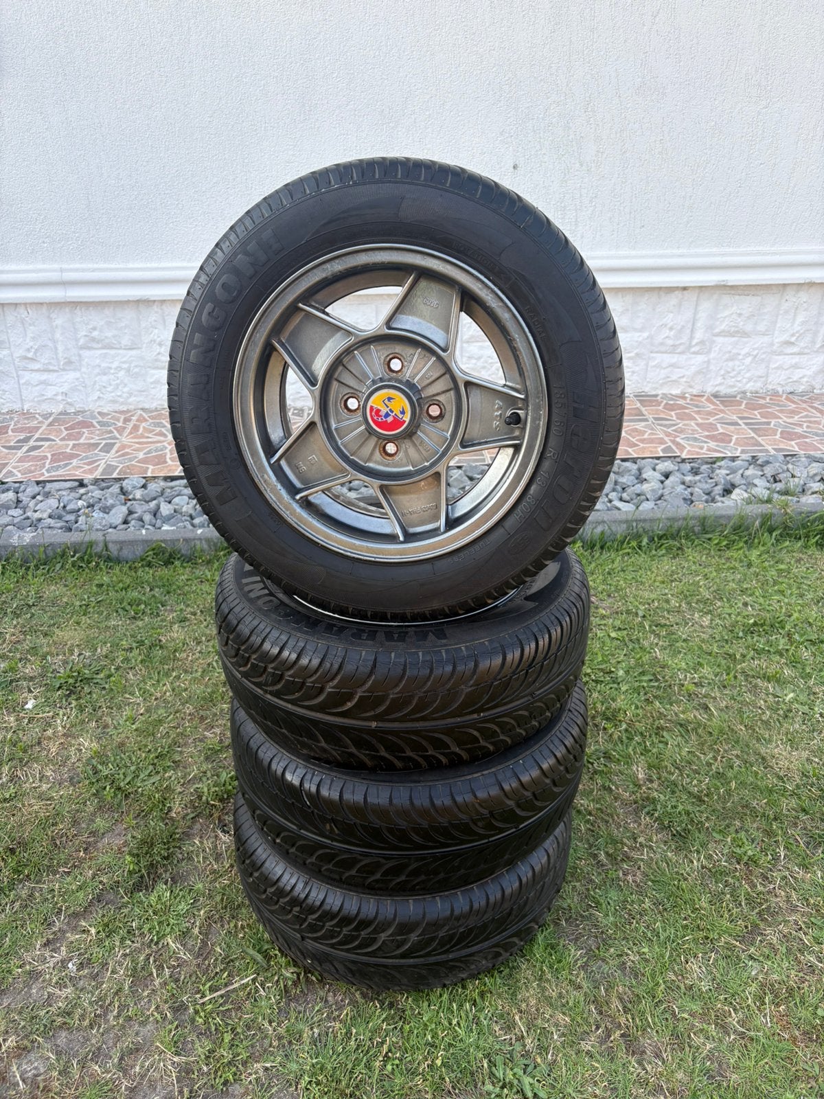 Originele Abarth 13” velgen met banden - complete set, Auto-onderdelen, Banden en Velgen, Ophalen, Gebruikt, 13 inch, Overige