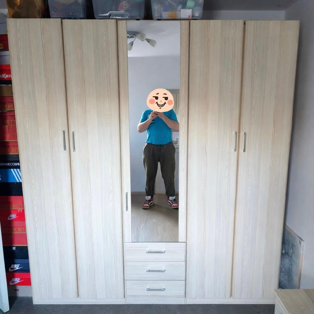 Ensemble de chambre à coucher + placard modulaire (2 à 5 por, 150 à 200 cm, Comme neuf, Enlèvement, 200 cm ou plus