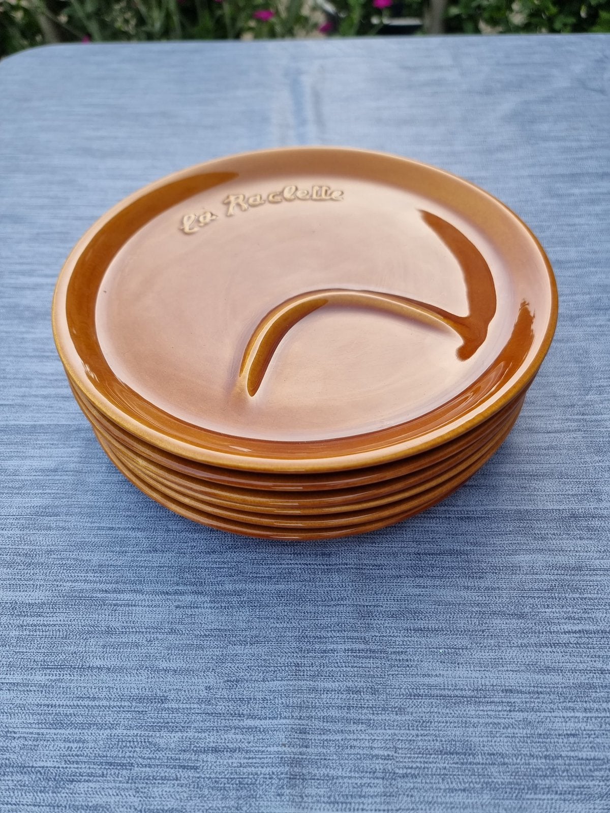 Lot de 6 assiettes à raclette, Maison & Meubles, Assiettes(s), Vintage, Comme neuf, Céramique