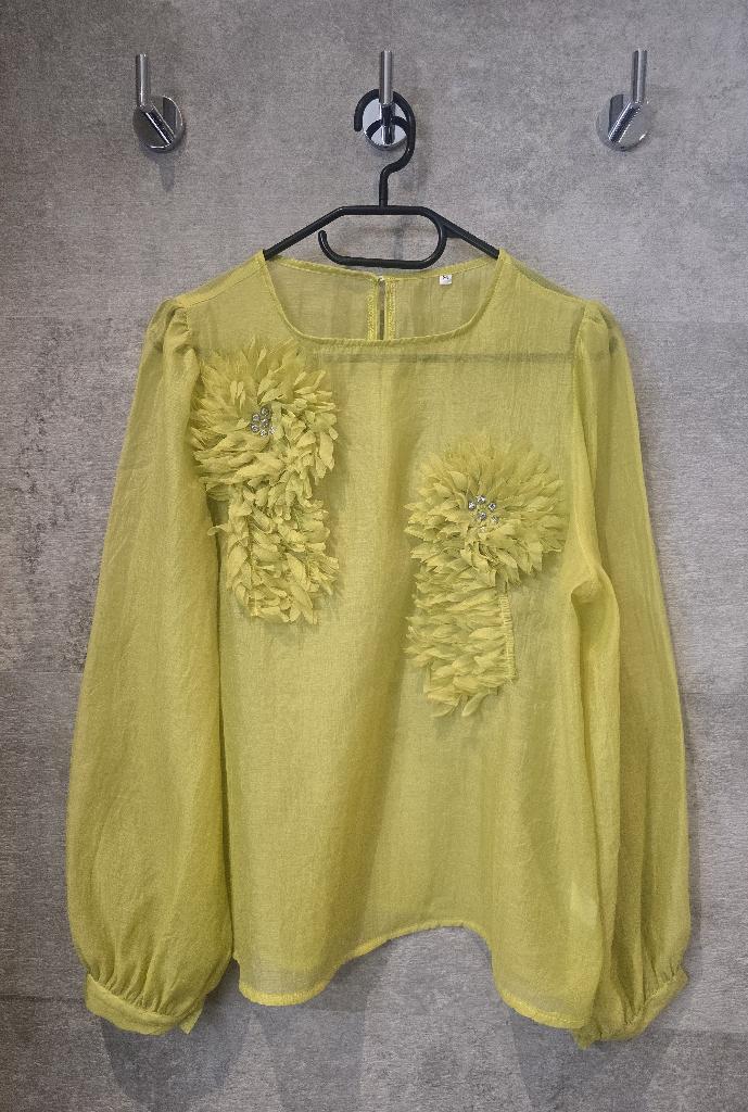 Elegante bloes - limoengroen - medium (als nieuw), Enlèvement ou Envoi, Neuf, Taille 38/40 (M)
