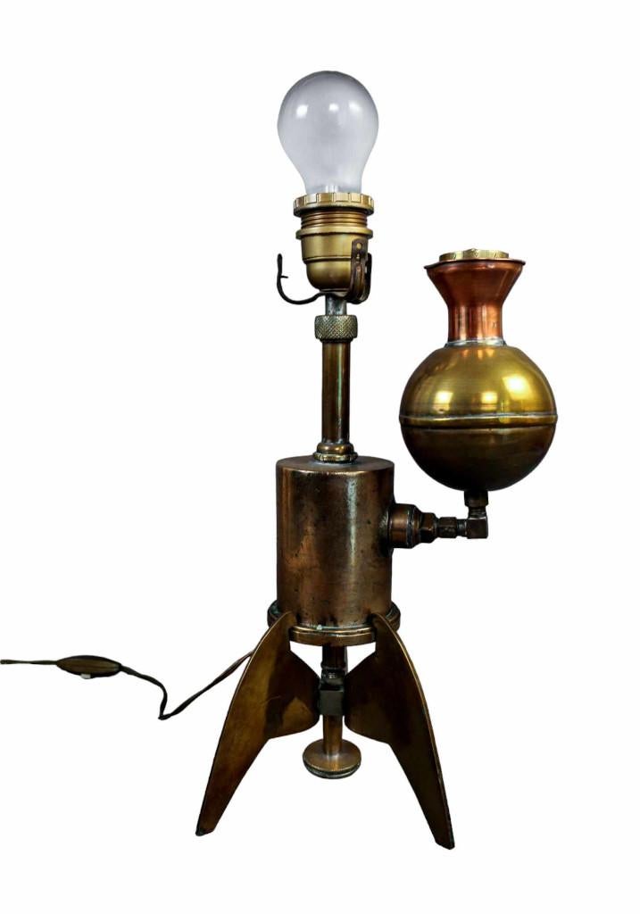 37 cm hoge vintage koperen lamp, Antiek en Kunst, Ophalen