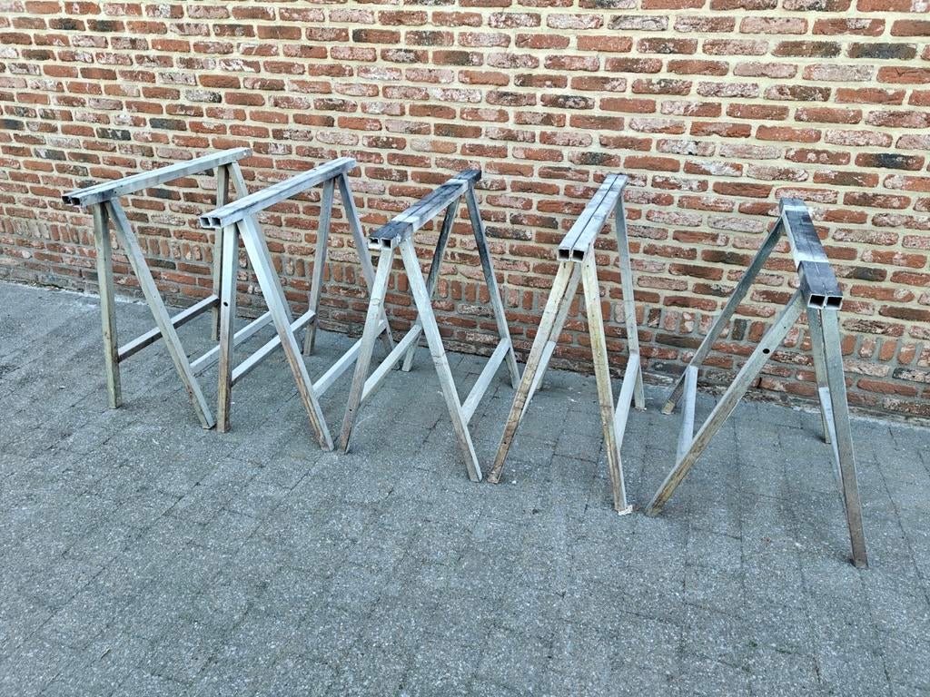 5 metalen schragen, Ophalen, Gebruikt, IJzer