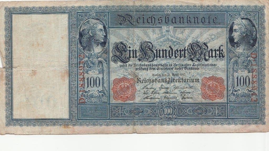 1910 Duitse bankbiljet van 100 Mark, Postzegels en Munten, Bankbiljetten | Europa | Niet-Eurobiljetten, Los biljet, Duitsland