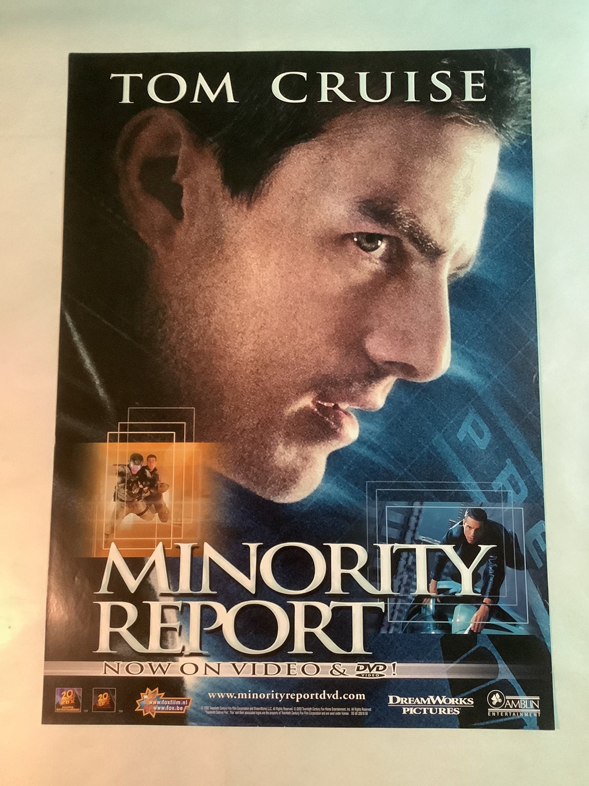 MINORITY REPORT   VIDEO POSTER   50-70 cm, Ophalen of Verzenden, Zo goed als nieuw