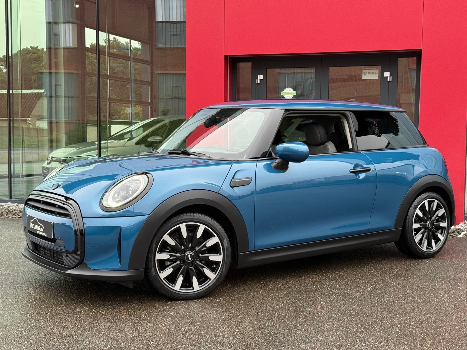 Mini Cooper EYECATCHER Sfeer/Led/CarPlay/Pdc/Union Jack/Usb, Auto's, Voorwielaandrijving, Blauw, Leder en Stof, Handgeschakeld