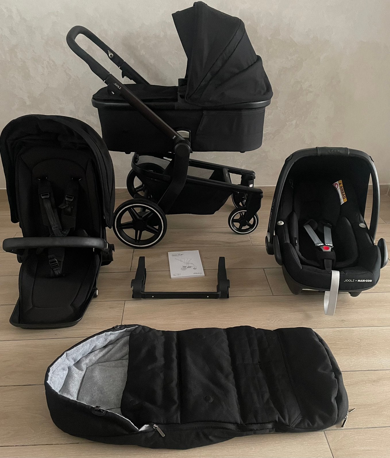 Joolz Hub  brilliant black Kinderwagen 3-in-1 Compleet Se, Ophalen, Babygeluk, Zo goed als nieuw, W