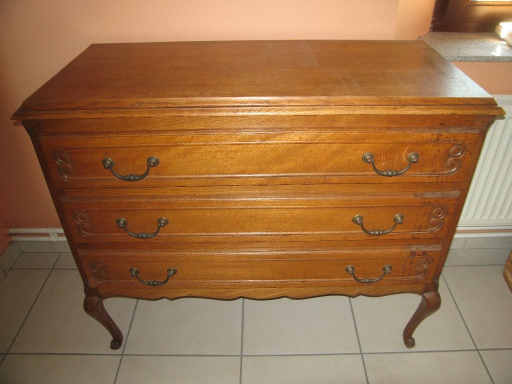 Anciennes commode et 2 tables de nuit, Maison & Meubles, 70 cm ou plus, 65 cm ou plus, Enlèvement, Utilisé