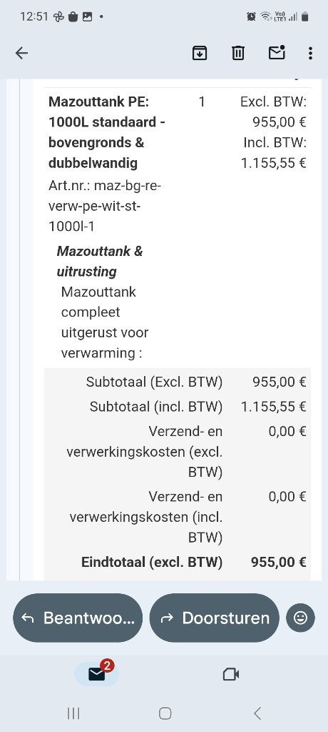 Mazouttank dubbelwandig 1000l, Enlèvement, Neuf