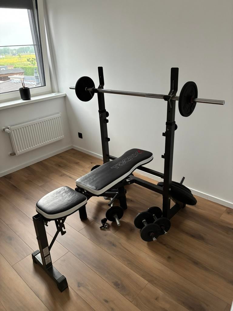 Fitnessbank + toebehoren, Sport en Fitness, Ophalen, Gebruikt, Krachtstation