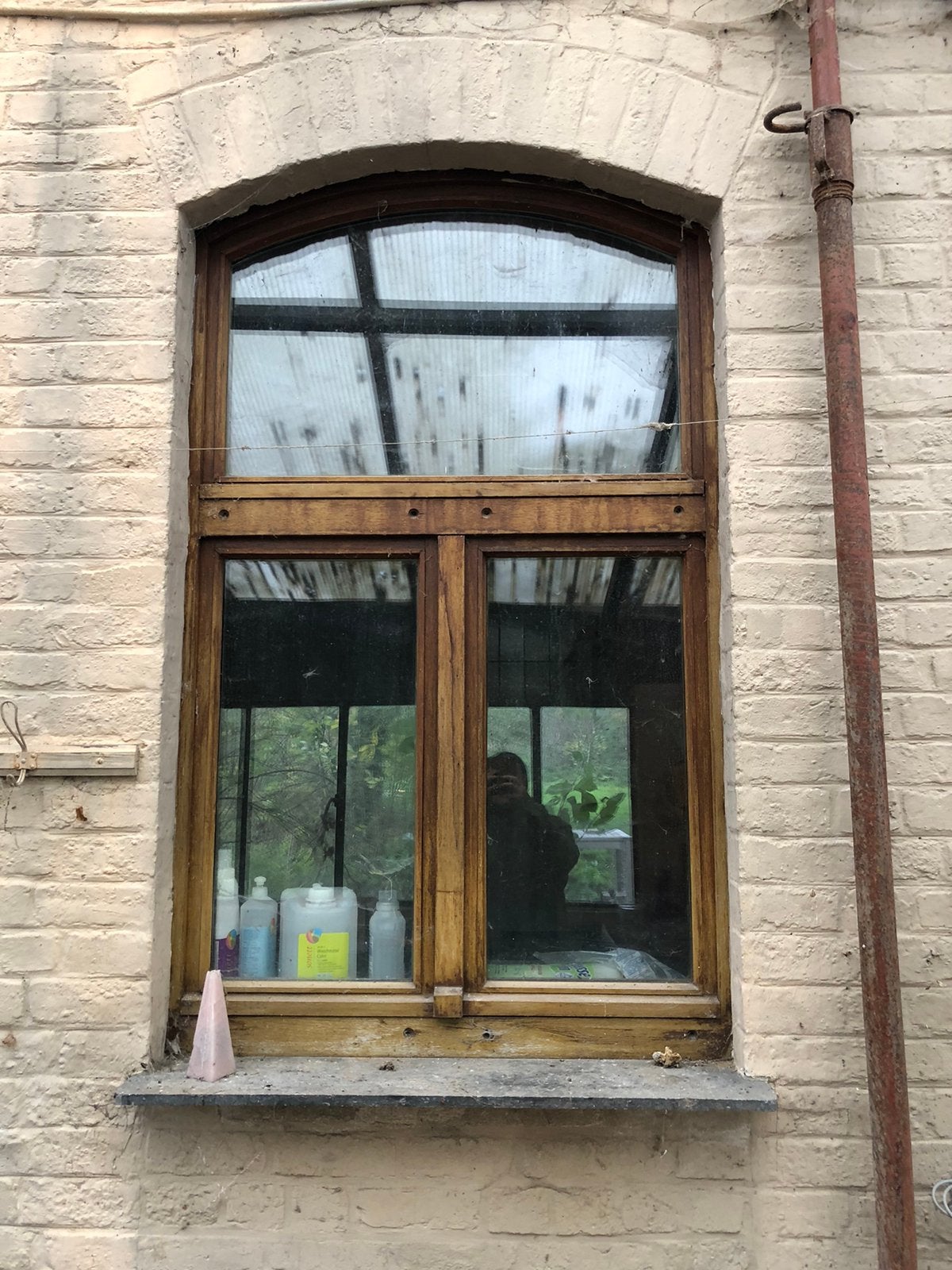 2x raam met boogje/hout, Doe-het-zelf en Bouw, Ophalen, Gevelraam of Ruit, Gebruikt, 80 tot 120 cm