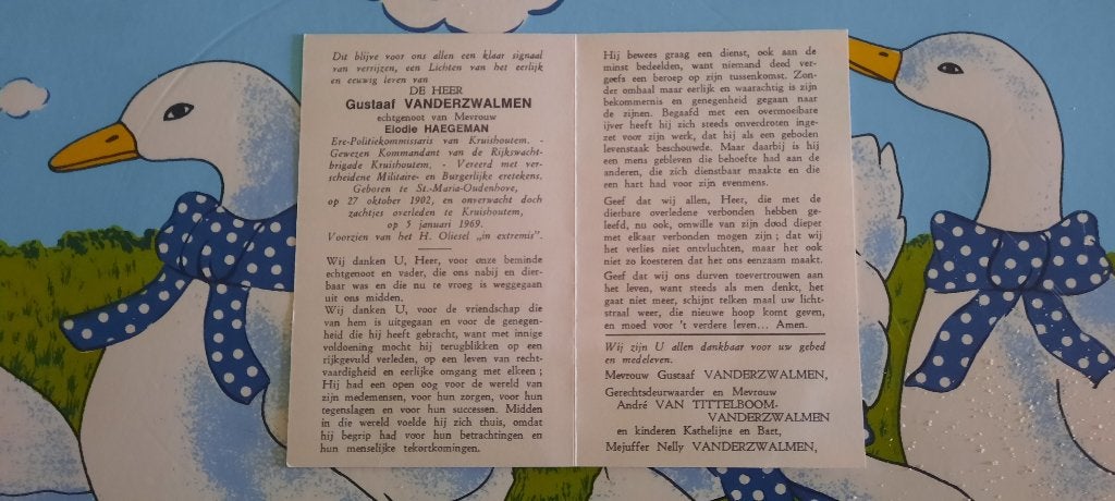 bidprentje Politie Commissaris, Verzamelen, Bidprentjes en Rouwkaarten, Ophalen of Verzenden, Bidprentje