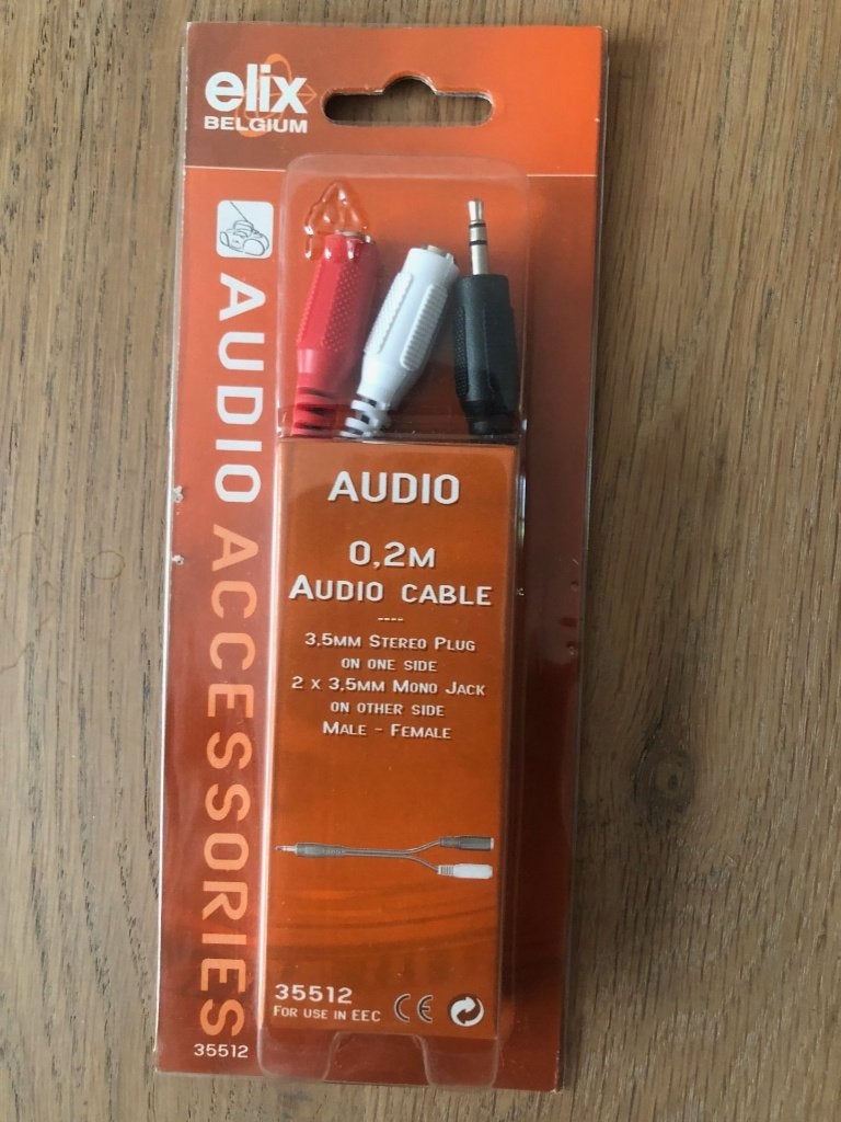 Audio cable 3,5mm stereo M / 2x 3,5 mono, Enlèvement ou Envoi, Neuf, Moins de 2 mètres, Autres câbles