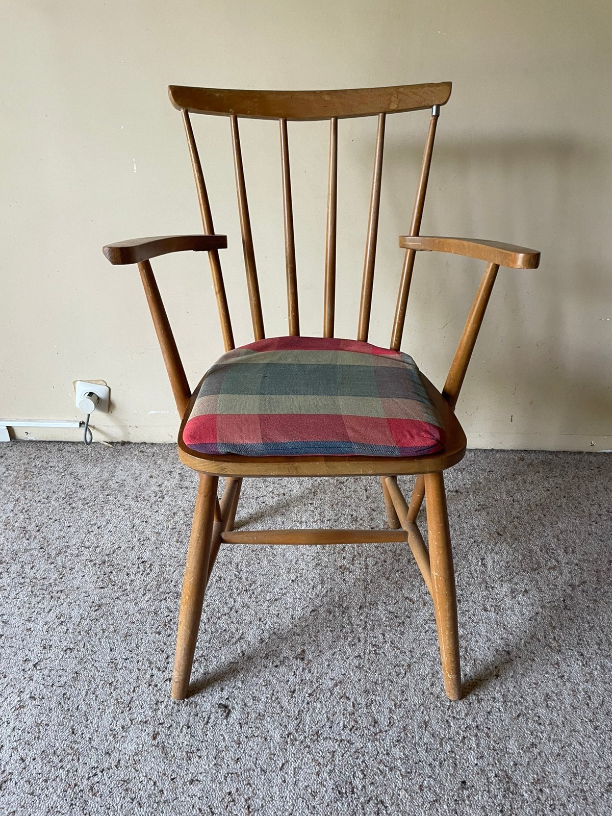 Vintage spijlenstoel armleuningen jaren 60 Farstrup Møbler, Ophalen