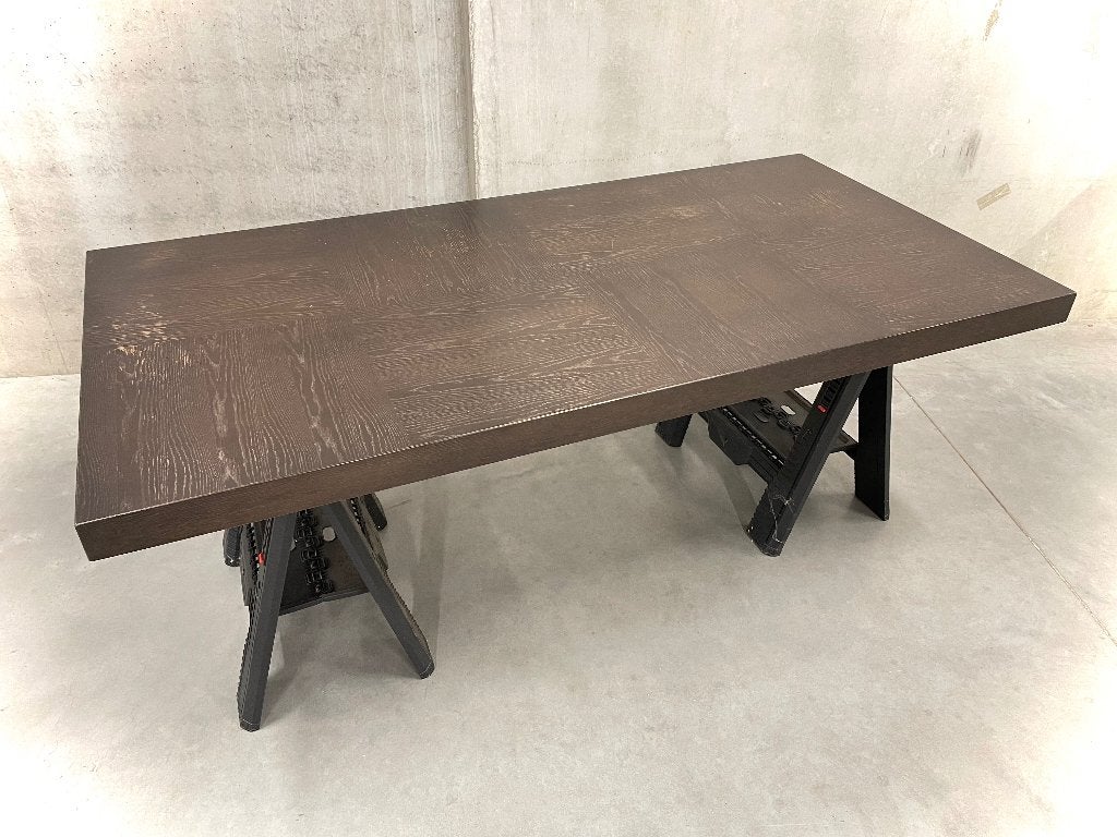 Tafelblad in eik fineer / goede staat, Huis en Inrichting, Tafels | Eettafels, Ophalen, Gebruikt, 100 tot 150 cm, Eikenhout