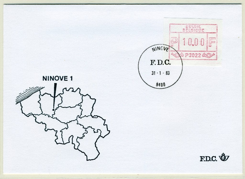 (B) Enveloppe ATM22 FDC 1983 - Ninove 1 (P3022), Envoi, Affranchi, Oblitération 1er jour