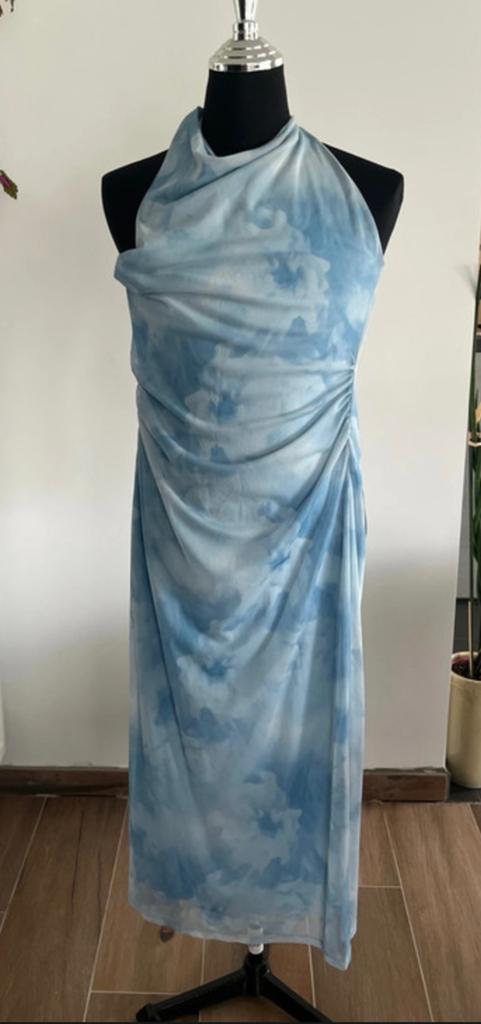 Lang kleedje, Kleding | Dames, Gelegenheidskleding, Ophalen of Verzenden, Zo goed als nieuw, Maat 38/40 (M), Blauw