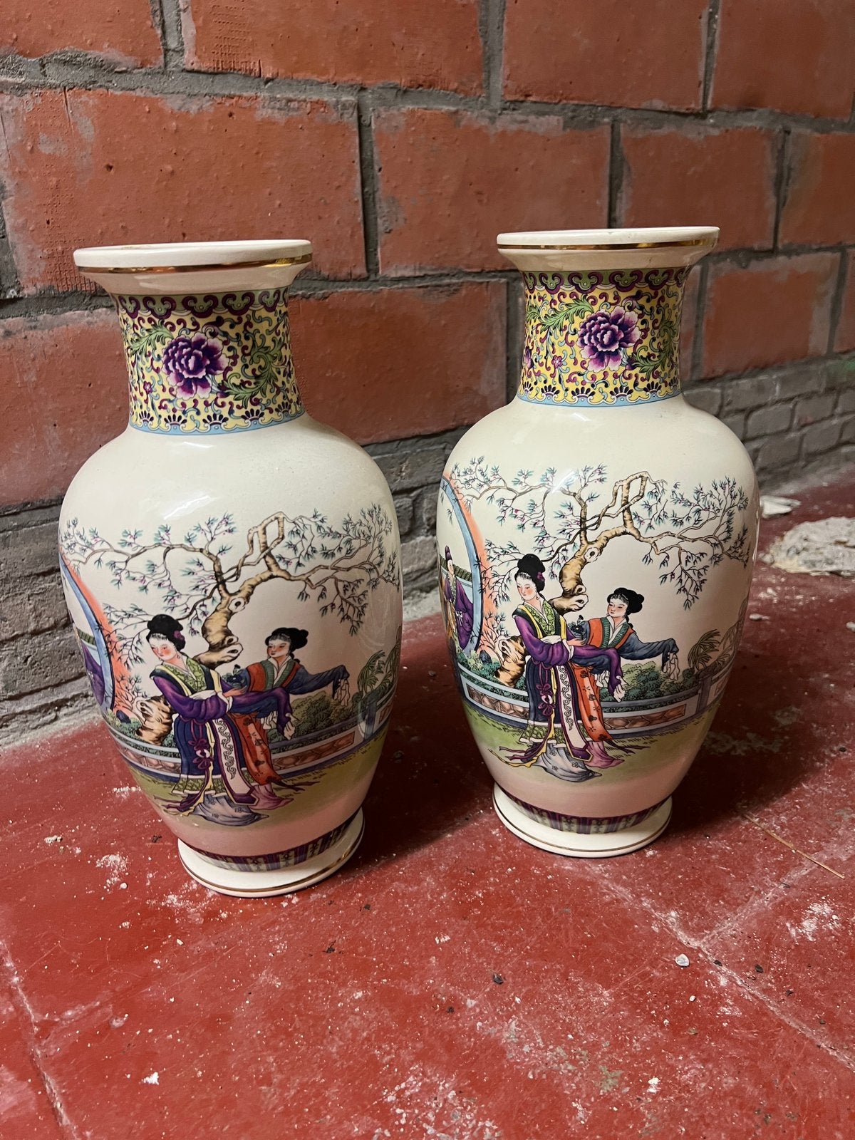 Set vintage Italiaanse Chinoiserie vazen, Antiquités & Art, Antiquités | Vases, Enlèvement