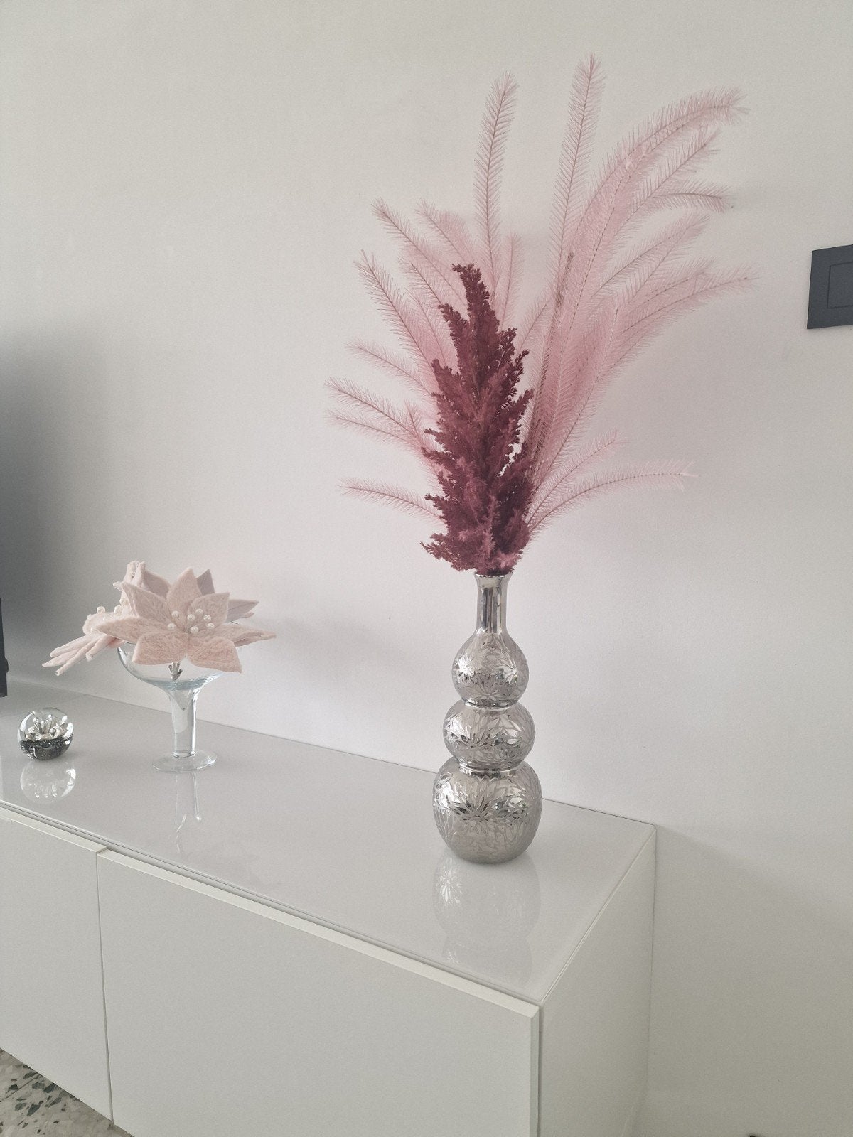 Maisons du Monde - grand vase argenté 35cm, Enlèvement, Argenté