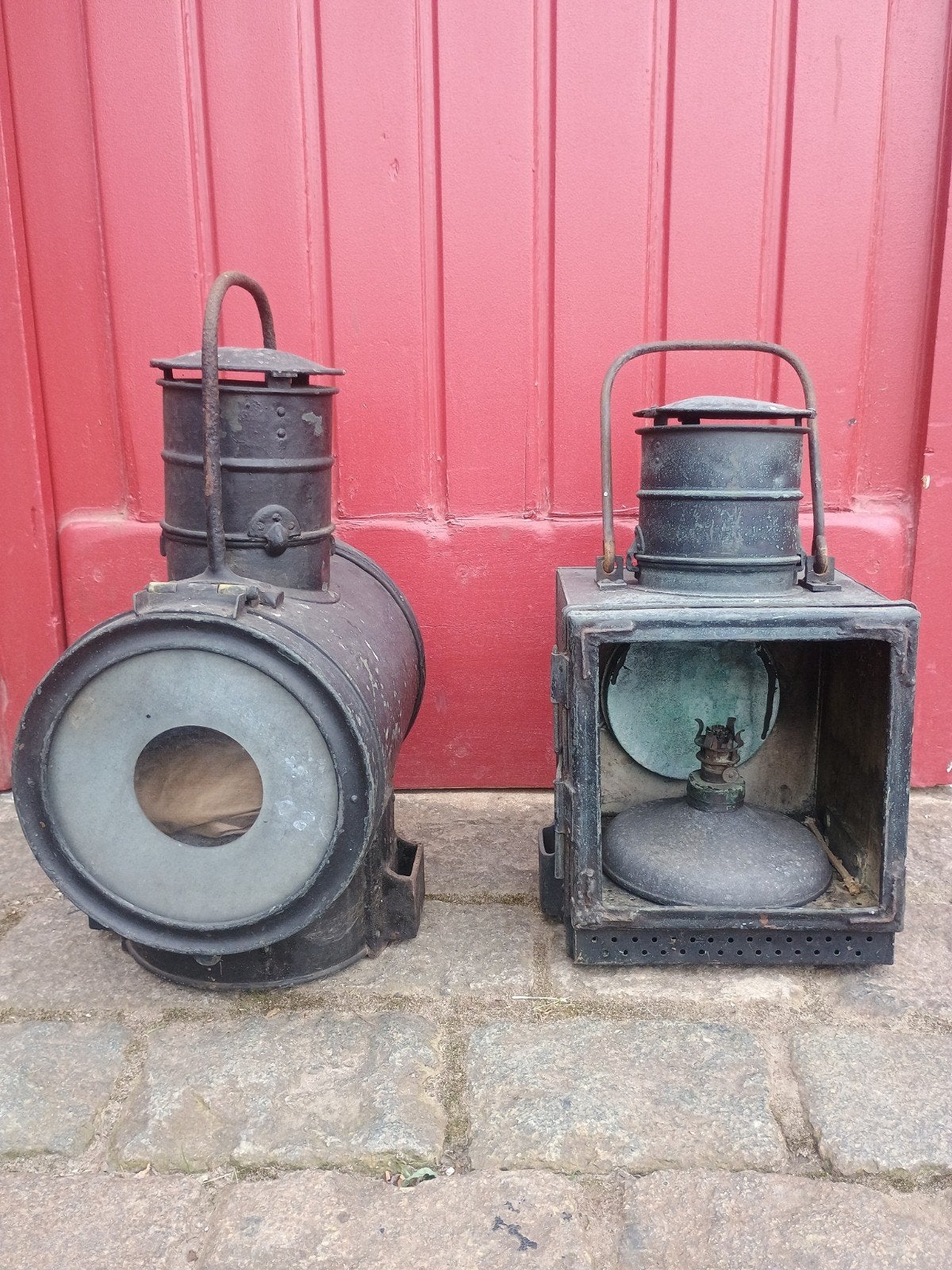 antieke locomotief lampen belgië nmbs, Antiek en Kunst, Ophalen