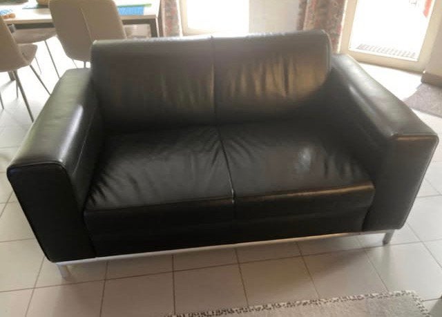 Tweezit leder 160 x 90 x 80, Huis en Inrichting, Ophalen, Zo goed als nieuw