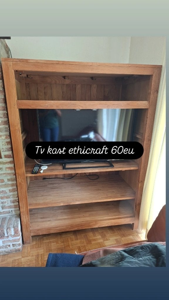 Tv kast, Ophalen, Gebruikt, 100 tot 150 cm, Teakhout