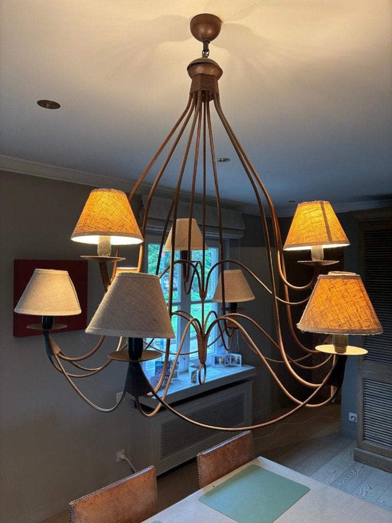 Kroonluchter met lampenkapjes, Maison & Meubles, Lampes | Lustres, Enlèvement, Comme neuf