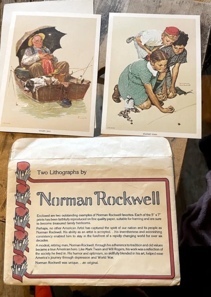 NORMAN ROCKWELL 5x7 Lithos c1970s Curtis Publishing Co Vtg, Antiquités & Art, Enlèvement ou Envoi, Portraits et figures, Lithographie