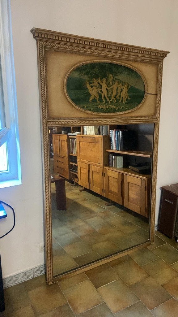 Grand miroir trumeau ancien, Antiquités & Art, Enlèvement ou Envoi