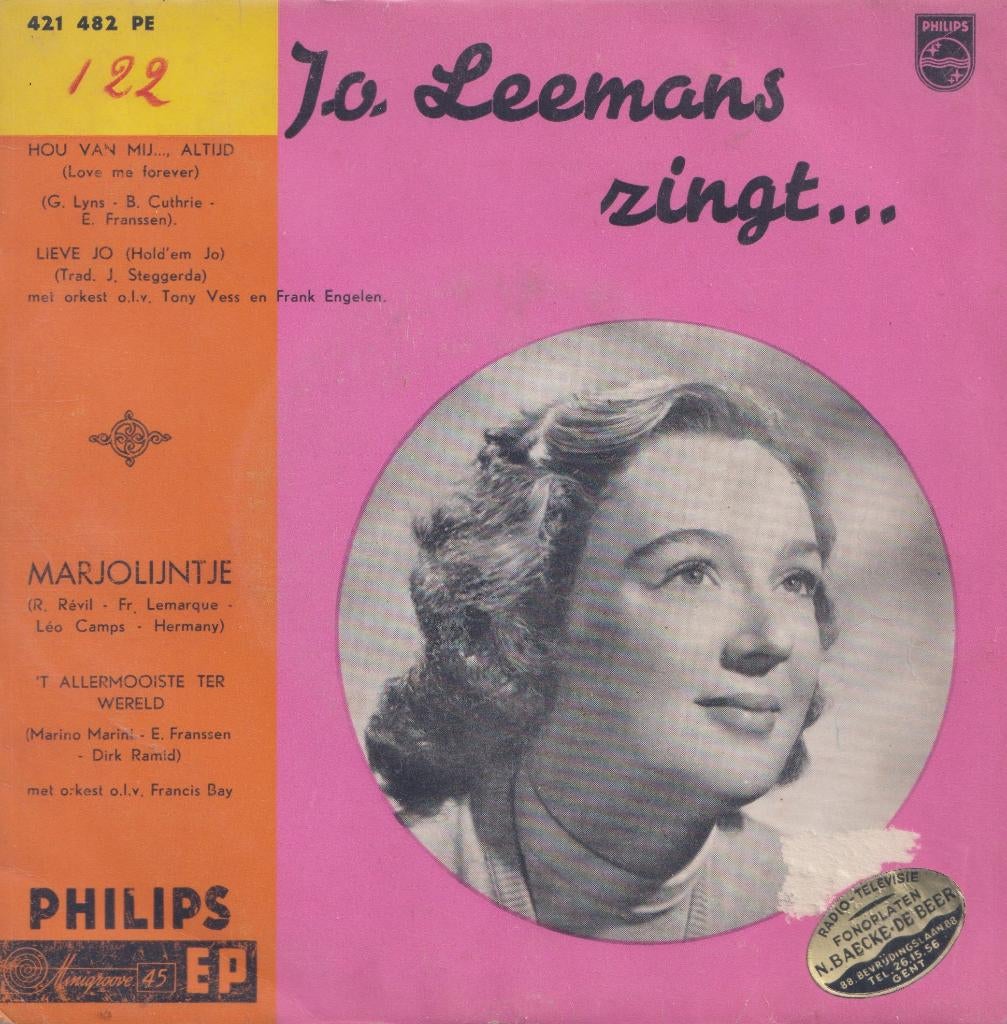 Jo Leemans zingt – Lieve Jo / Marjolijntje + 2 – Single - EP, Gebruikt, 7 inch, Ophalen of Verzenden, EP