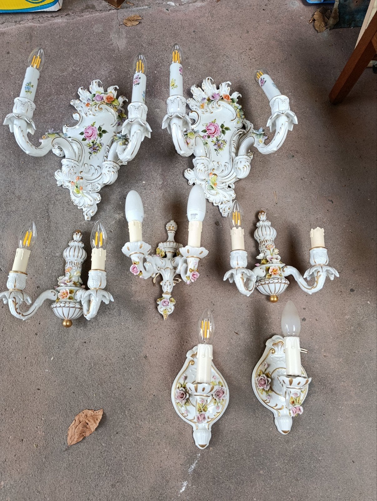 wandlampen en lusters in porselein, Antiek en Kunst, Ophalen