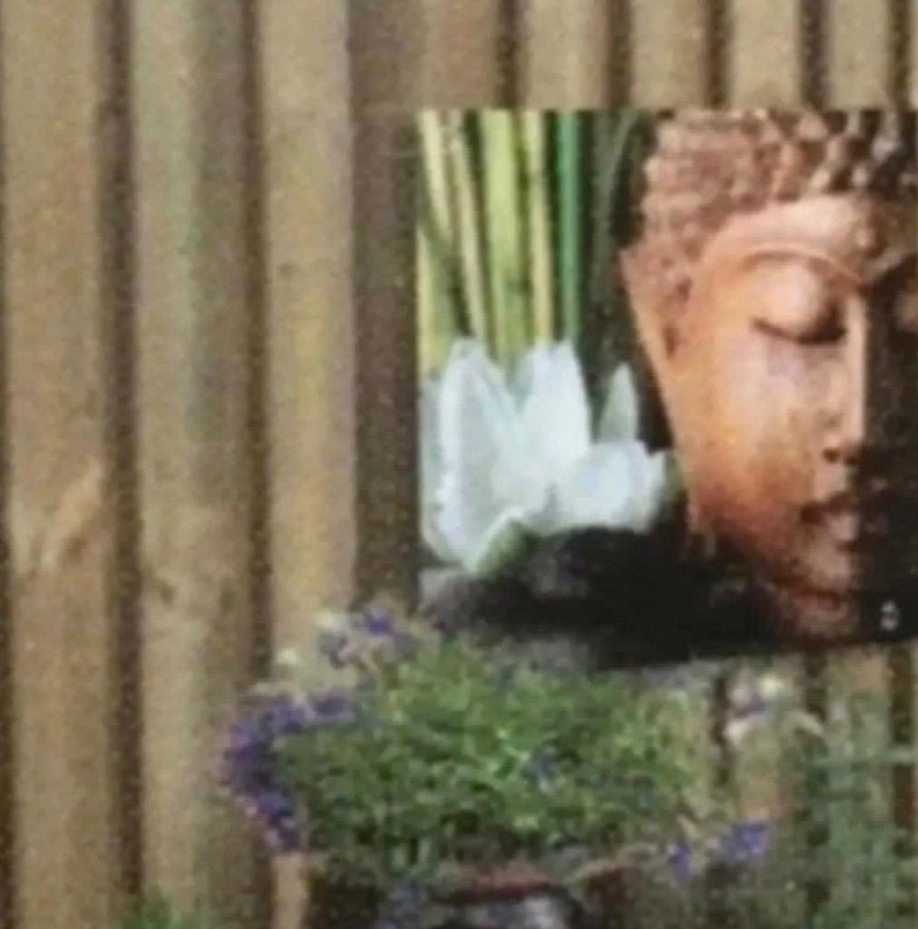 toile photo jardin 60x60cm tête de bouddha et fleur de lotus, Enlèvement, Neuf