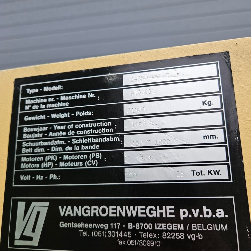 Breedbandschuurmachine 950mm stijlen schuurmachine, Ophalen of Verzenden, Zo goed als nieuw