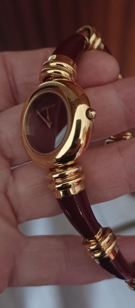 Montre Bijoux Pequignet vintage. Collection Moorea. Rare !, Noir, Or