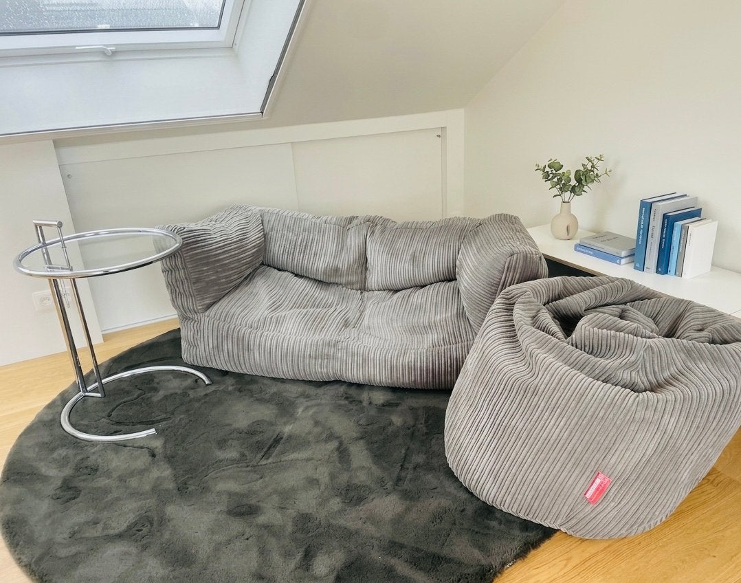 Lounge Pug corduroy set: 2-zits zitzak & grote poef, Enlèvement, Comme neuf