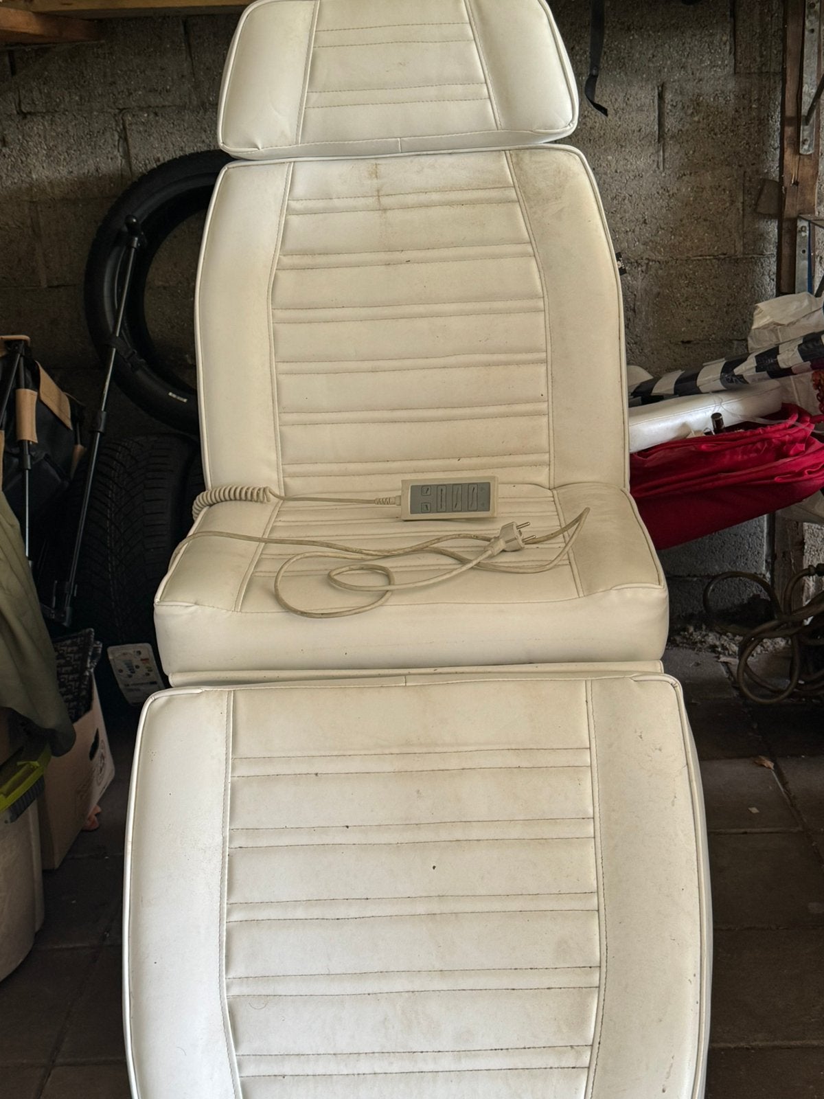 Beautysalon Behandelstoel electrisch, Ophalen, Wit, Leer