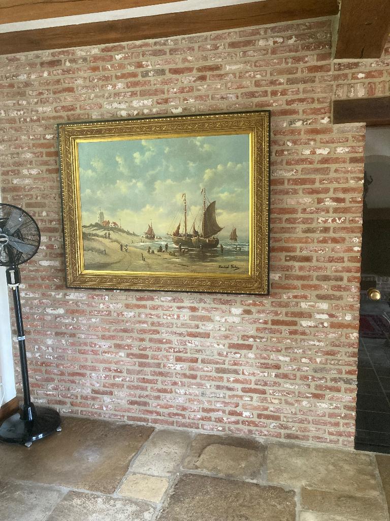 Groot schilderij havenzicht Hendriek Vader, Antiek en Kunst, Kunst | Schilderijen | Klassiek, Ophalen