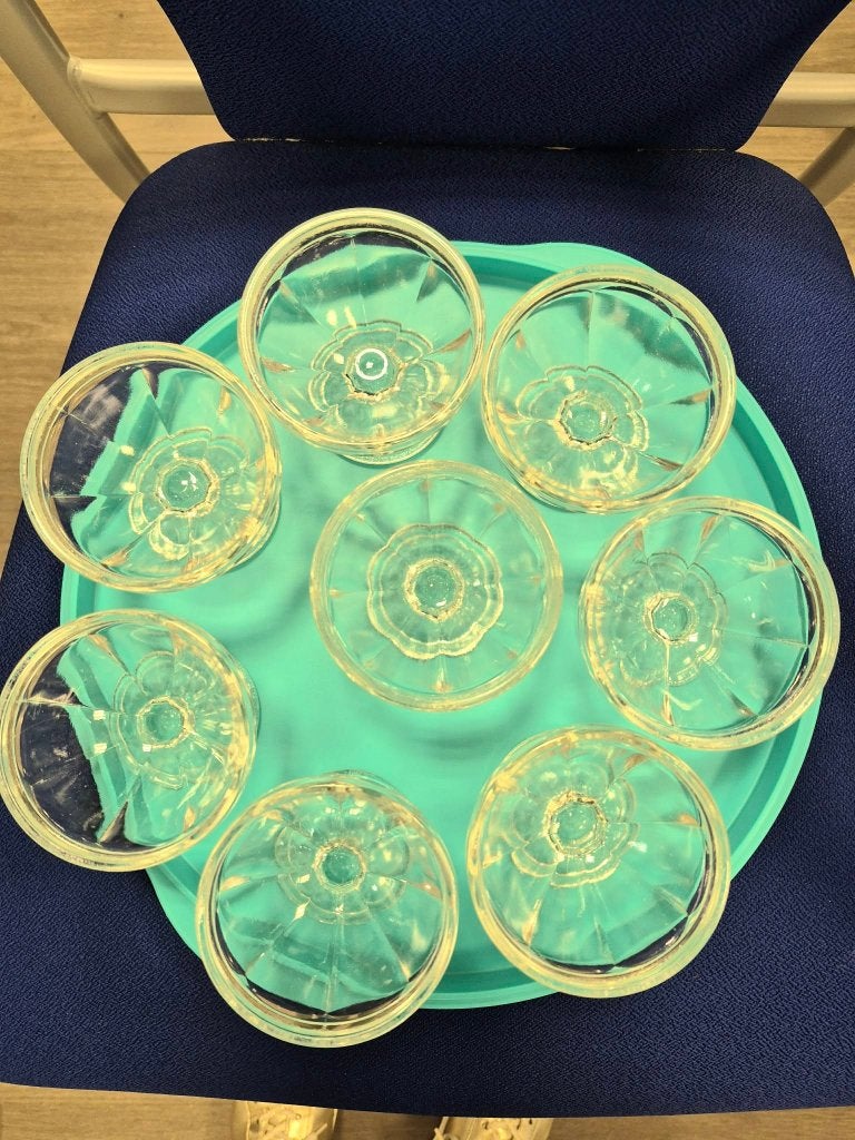 lot vintage mini ijscoupes, Uni, Comme neuf, Verre, Enlèvement