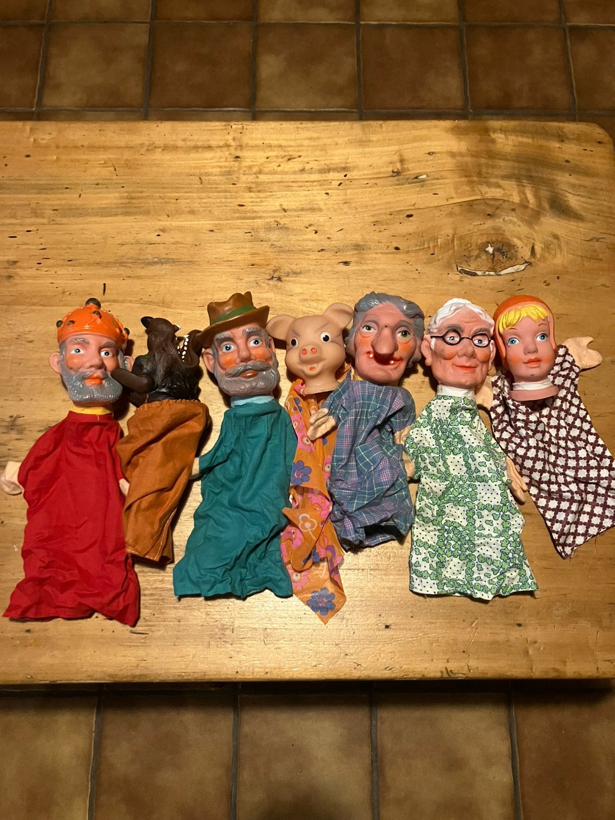 7 Originele Vintage Poppenkastpoppen ‘60-‘70 Sprookjes Set, Ophalen of Verzenden, Gebruikt