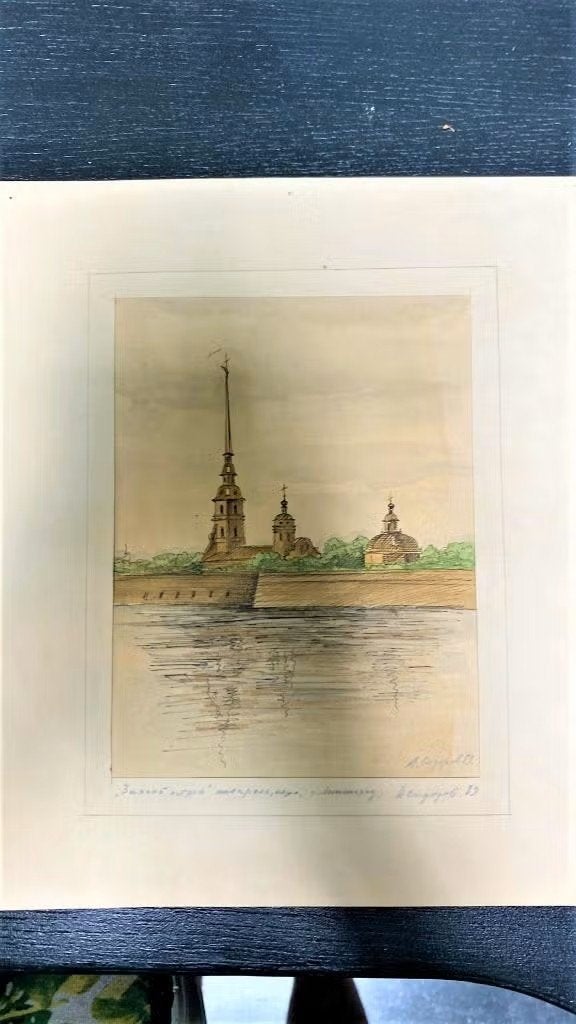 Très belle peinture de Sidorov Léningrad. l'île aux lapins, Antiquités & Art, Enlèvement ou Envoi