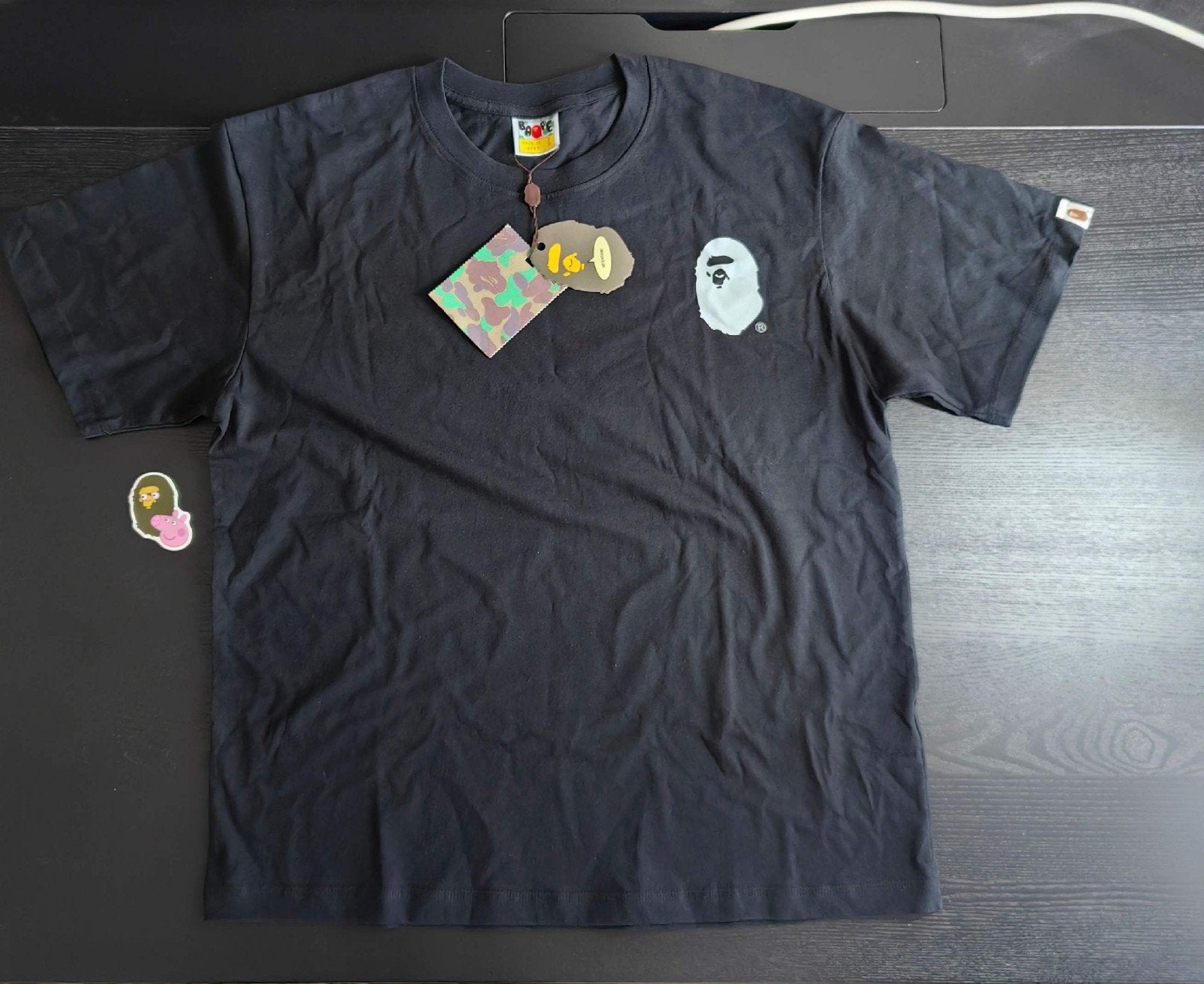 Bape Black T-Shirt, Neuf, Enlèvement ou Envoi, Taille 52/54 (L), Bape